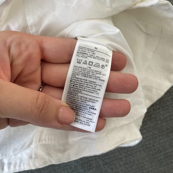 Gap Linen Vest Women M Linen Blend White Button Clean Minimalist Classic - Picture 6 of 7